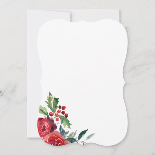 Kerst rustieke waterverf bloemenrode bruiloft kaart (Achterkant)