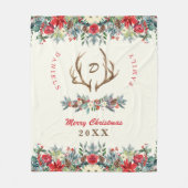 Kerst rustieke waterverf familie monogram naam fleece deken (Voorkant)