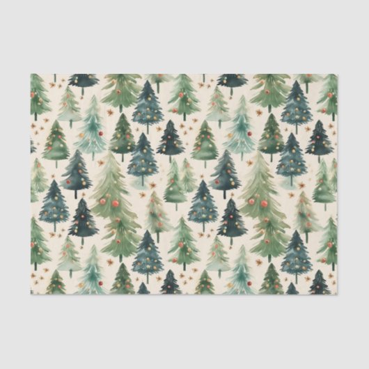 Kerst Rustieke Winter Bos dennenbomen Tissuepapier (Voorkant)
