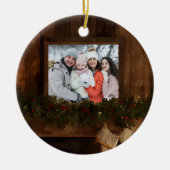 Kerst Rustieke Winter Open Haard Foto Keramisch Ornament (Voorkant)