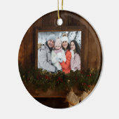 Kerst Rustieke Winter Open Haard Foto Keramisch Ornament (Links)