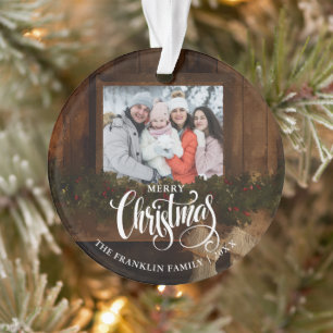 Kerst Rustieke Winter Open Haard Foto Ornament