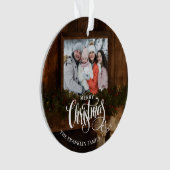 Kerst Rustieke Winter Open Haard Foto Ornament (voorkant)