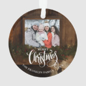 Kerst Rustieke Winter Open Haard Foto Ornament (achterkant)
