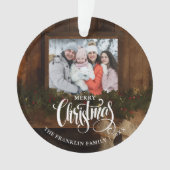 Kerst Rustieke Winter Open Haard Foto Ornament (voorkant)