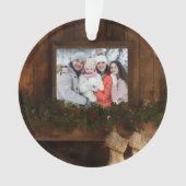 Kerst Rustieke Winter Open Haard Foto Ornament (voorkant)