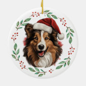 Kerst Ruw Collie Hond Gepersonaliseerde Keramische Keramisch Ornament (Achterkant)