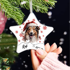 Kerst Ruw Collie Hond Gepersonaliseerde Keramische Keramisch Ornament