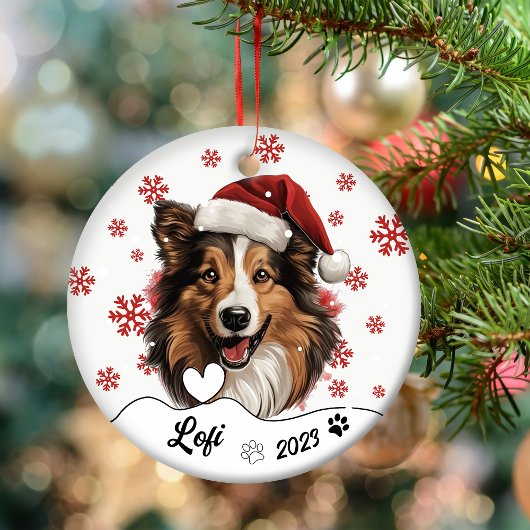 Kerst Ruw Collie Hond Gepersonaliseerde Keramische Keramisch Ornament