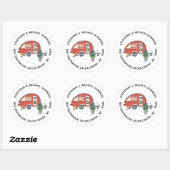 Kerst RV Camper Camping Retouradres Ronde Sticker (Vel)