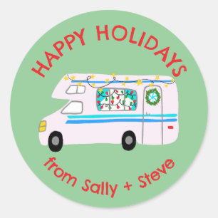 Kerst RV CUSTOM Hand getrokken vakantie Ronde Sticker