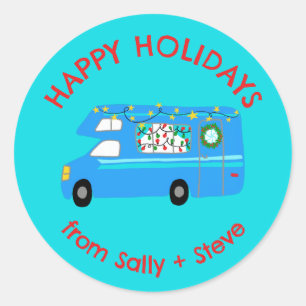 Kerst RV CUSTOM Hand getrokken vakantie Ronde Sticker