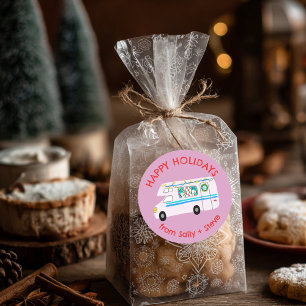 Kerst RV CUSTOM Hand getrokken vakantie Ronde Sticker