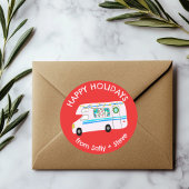 Kerst RV CUSTOM Hand getrokken vakantie Ronde Sticker