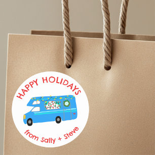Kerst RV CUSTOM Hand getrokken vakantie Ronde Sticker