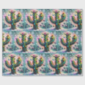 Kerst Saguaro Cactus Fantasie Decoupage Cadeaupapier (Vlak)
