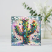 Kerst Saguaro Cactus Whimsical Sneeuwvlokken Kaart (Staand voorkant)