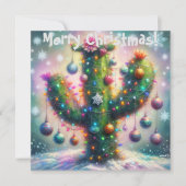 Kerst Saguaro Cactus Whimsical Sneeuwvlokken Kaart (Voorkant)
