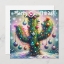 Kerst Saguaro Cactus Whimsical Sneeuwvlokken Kaart