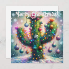 Kerst Saguaro Cactus Whimsical Sneeuwvlokken Kaart