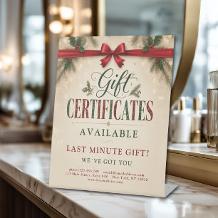 Kerst Salon Cadeaubon Promo Reclamebord Met Voetstuk
