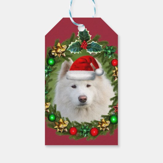 Kerst Samoyed hond cadeau labels Cadeaulabel (Achterkant)