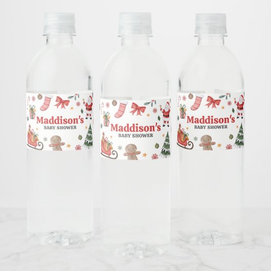 Kerst Santa Baby Baby shower Waterfles Etiket (Flessen)