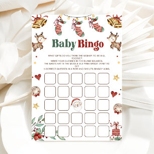 Kerst Santa Baby Bingo Baby shower spel Kaart