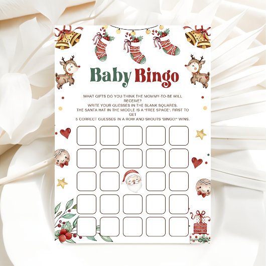 Kerst Santa Baby Bingo Baby shower spel Kaart
