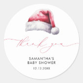 Kerst Santa Baby Dank u Baby shower Ronde Sticker (Voorkant)