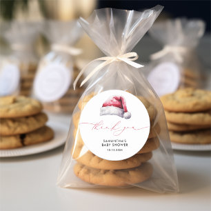 Kerst Santa Baby Dank u Baby shower Ronde Sticker
