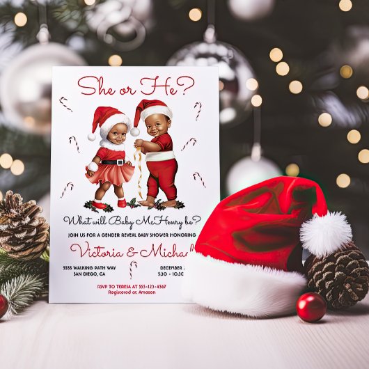 Kerst Santa Baby Geslacht Onthullen Baby shower Kaart