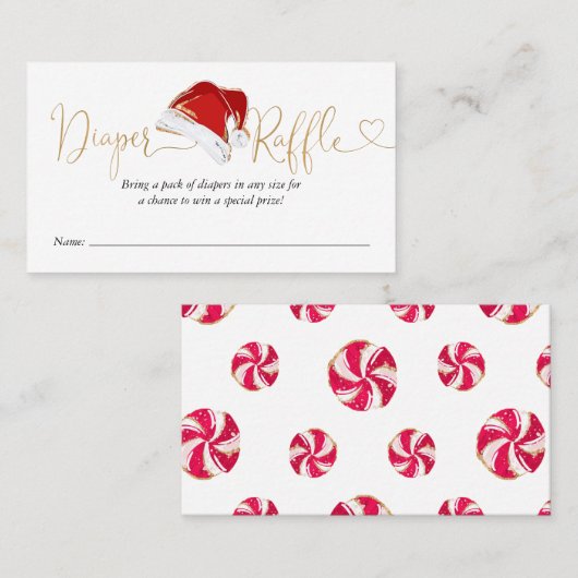 Kerst Santa Baby Luier Raffle Behuizing Kaart Visitekaartje (Voorkant / Achterkant)