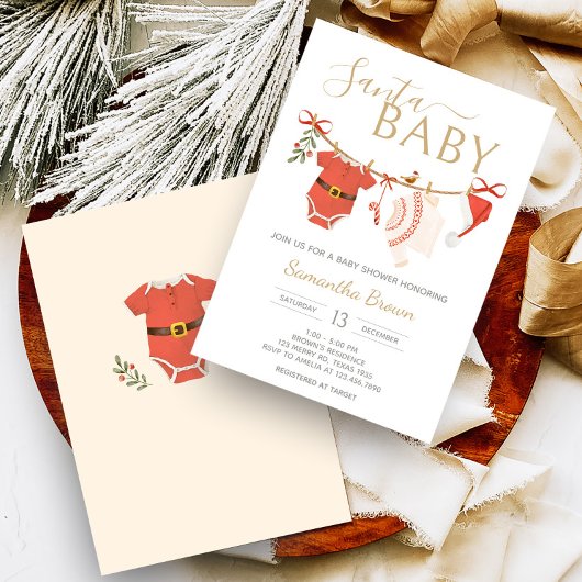 Kerst Santa Baby shower Kaart