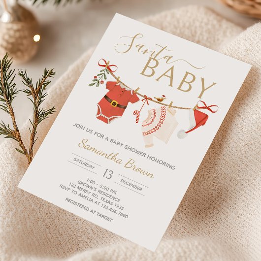 Kerst Santa Baby shower Kaart