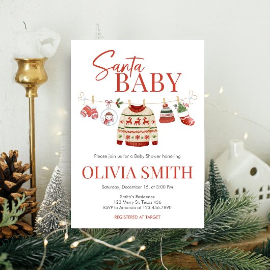 Kerst Santa Baby shower Kaart