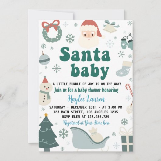 Kerst Santa Baby shower Kaart (Voorkant)