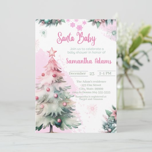 Kerst Santa Baby shower Meisje Kaart (Staand voorkant)
