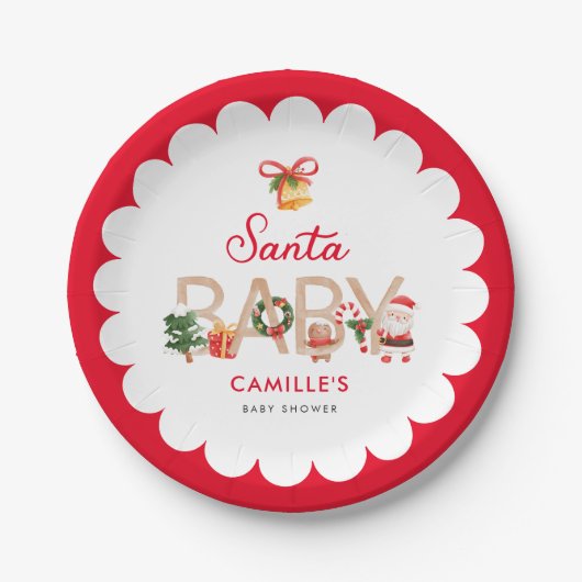 Kerst Santa Baby shower Papier Bord (Voorkant)