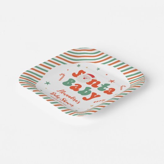 Kerst Santa Baby shower Papieren Bordje (Gebogen)