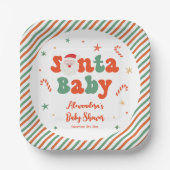 Kerst Santa Baby shower Papieren Bordje (Voorkant)