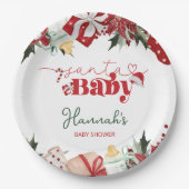 Kerst Santa Baby shower Papieren Bordje (Voorkant)