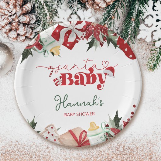 Kerst Santa Baby shower Papieren Bordje