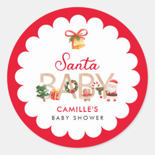 Kerst Santa Baby shower Ronde Sticker