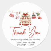 Kerst Santa Baby shower Ronde Sticker (Voorkant)