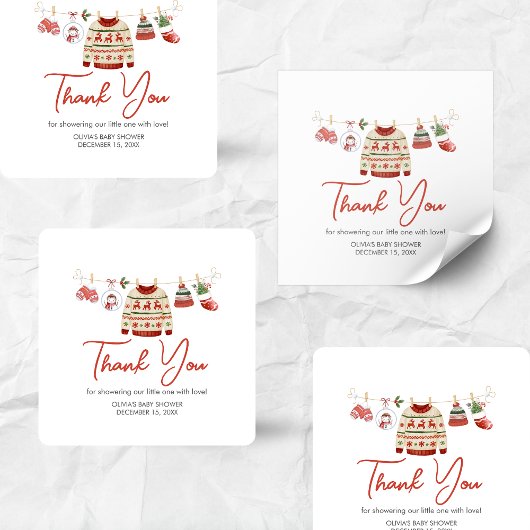 Kerst Santa Baby shower Vierkante Sticker