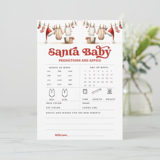 Kerst Santa Baby voorspellingen advies spel Kaart (Staand voorkant)