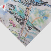 Kerst Santa Budgies Budgerigar Vogel Kaart Tissuepapier (Detail)