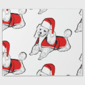 kerst santa claus poodle cadeaupapier (Vlak)
