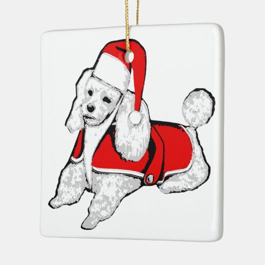 kerst santa claus poodle keramisch ornament (Links)